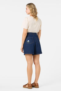 Princess Highway - Blooms Embroidered Short - blue-denim