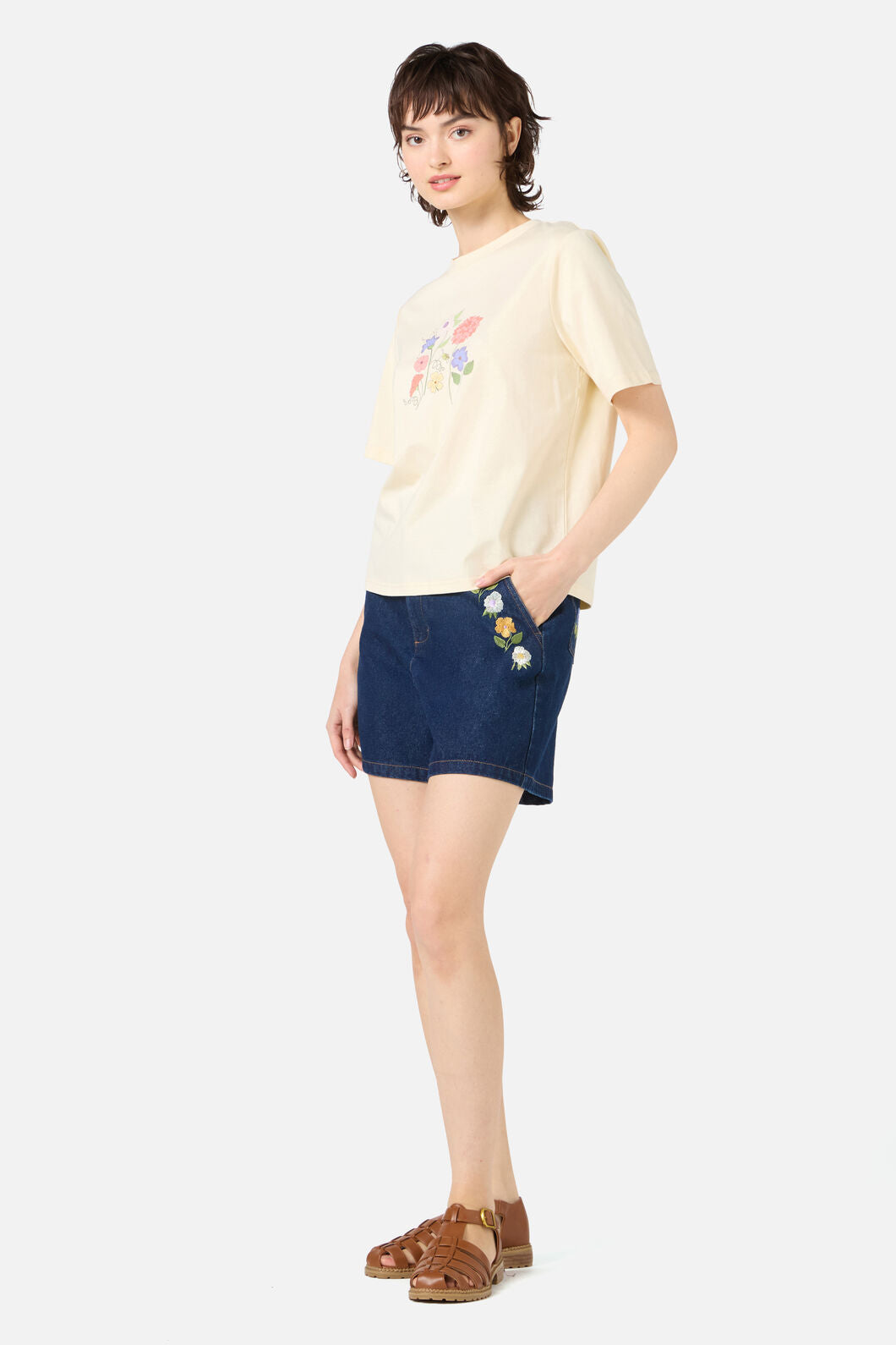 Princess Highway - Grasshopper Floral Relaxed Tee - lemon