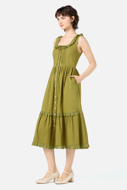 Princess Highway - Elise Corset Midi Dress - olive-green