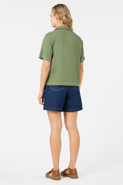 Princess Highway - Eva Embroidered Shirt - olive