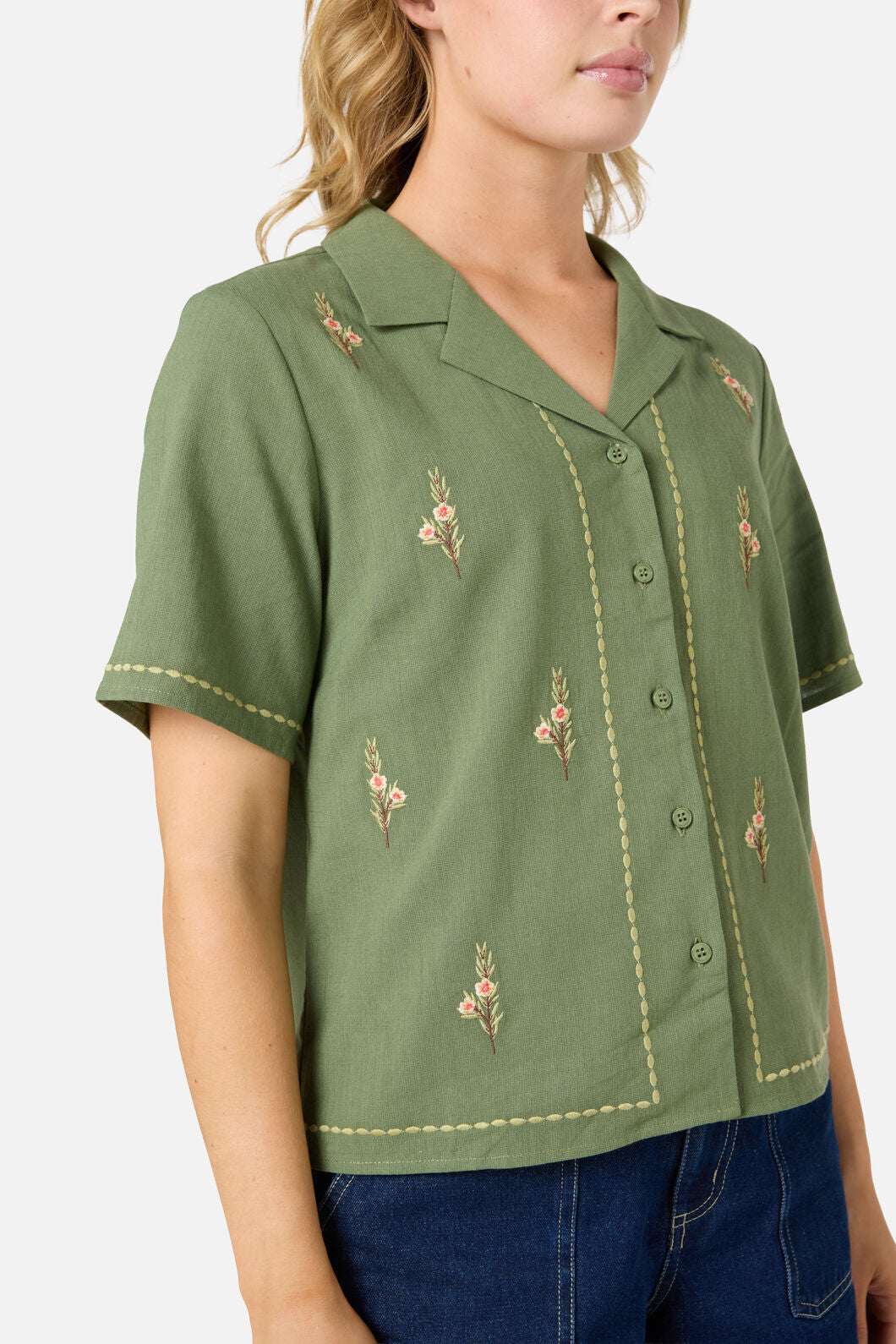 Princess Highway - Eva Embroidered Shirt - olive