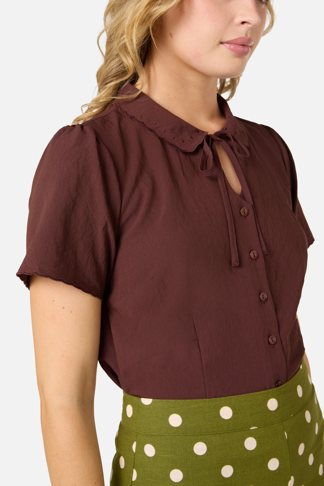 Princess Highway - Josie Short Sleeve Blouse - chocolate