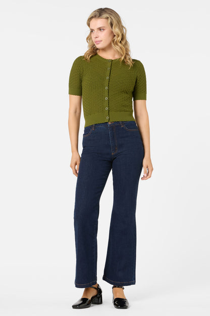 Princess Highway - Garden Short Sleeve Cardigan - olive