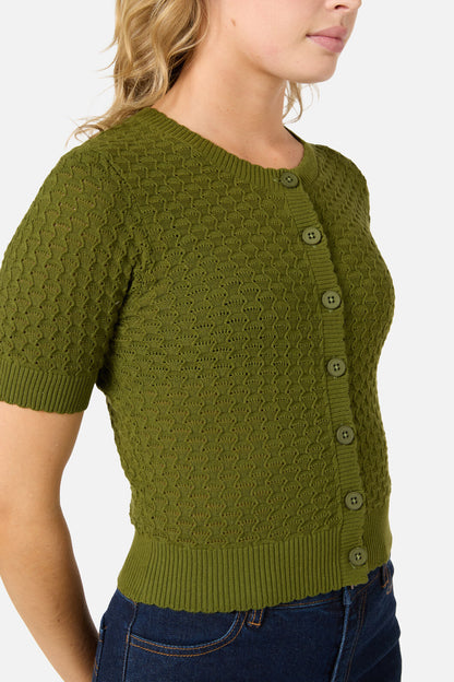 Princess Highway - Garden Short Sleeve Cardigan - olive