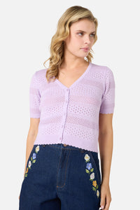 Princess Highway - Mae Short Sleeve Cardigan - lilac