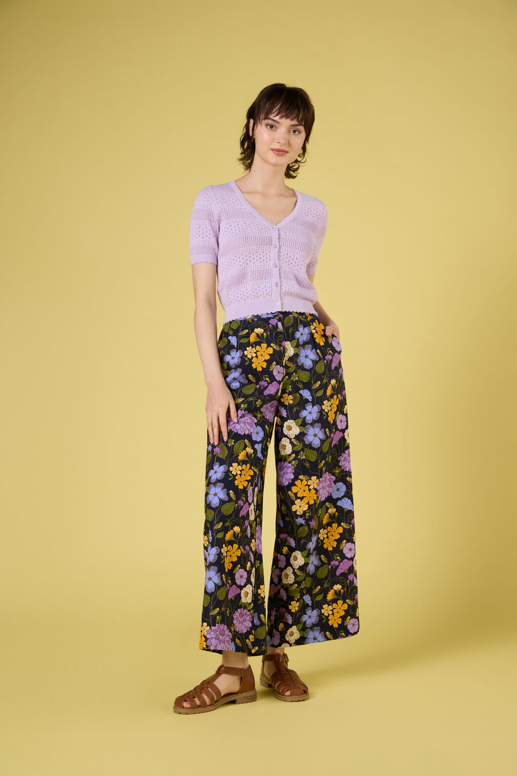 Princess Highway - Mae Short Sleeve Cardigan - lilac