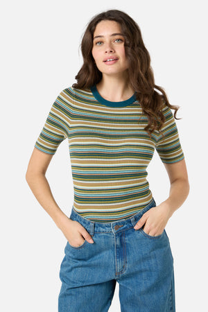 Princess Highway - Sadie Stripe Knit Top - teal