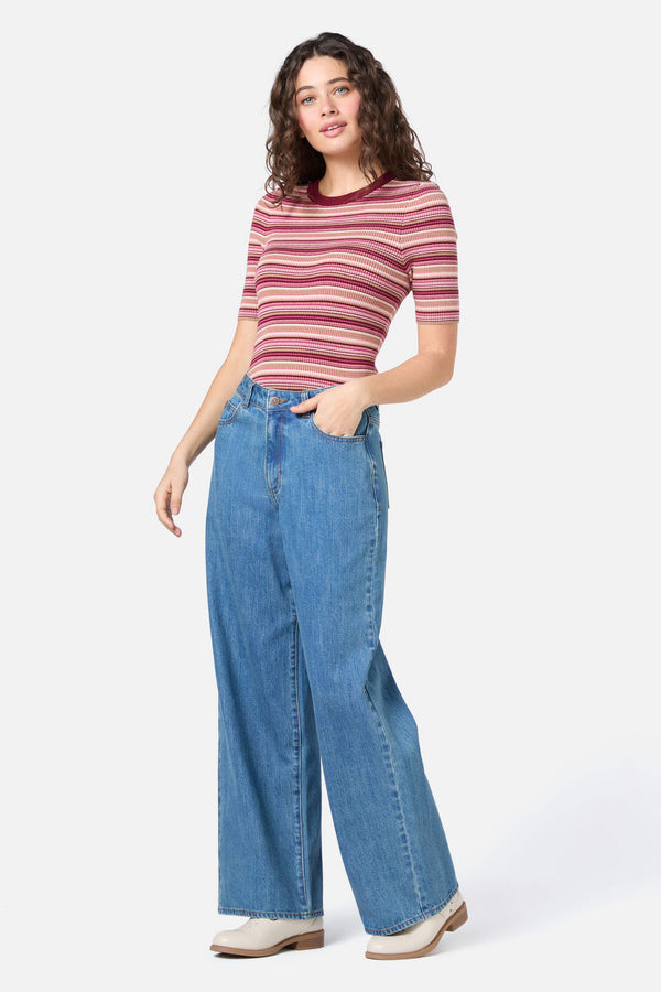 Princess Highway - Sadie Stripe Knit Top - berry