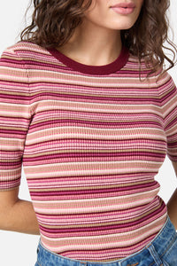 Princess Highway - Sadie Stripe Knit Top - berry