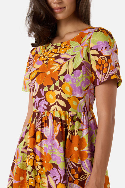 Princess Highway - Lexi Floral Smock Dress - chocolate