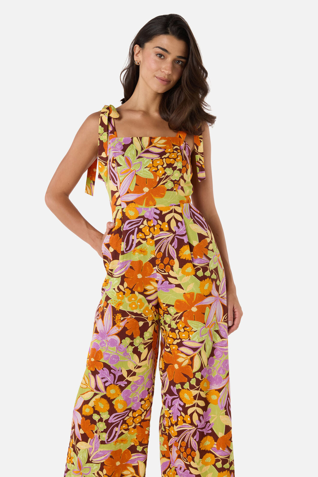 Princess Highway - Lexi Floral Jumpsuit - chocolate