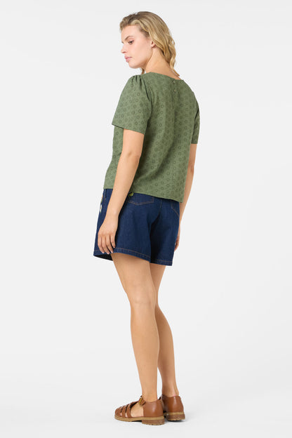 Princess Highway - Asher Broderie Top - olive