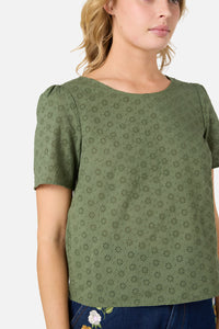 Princess Highway - Asher Broderie Top - olive