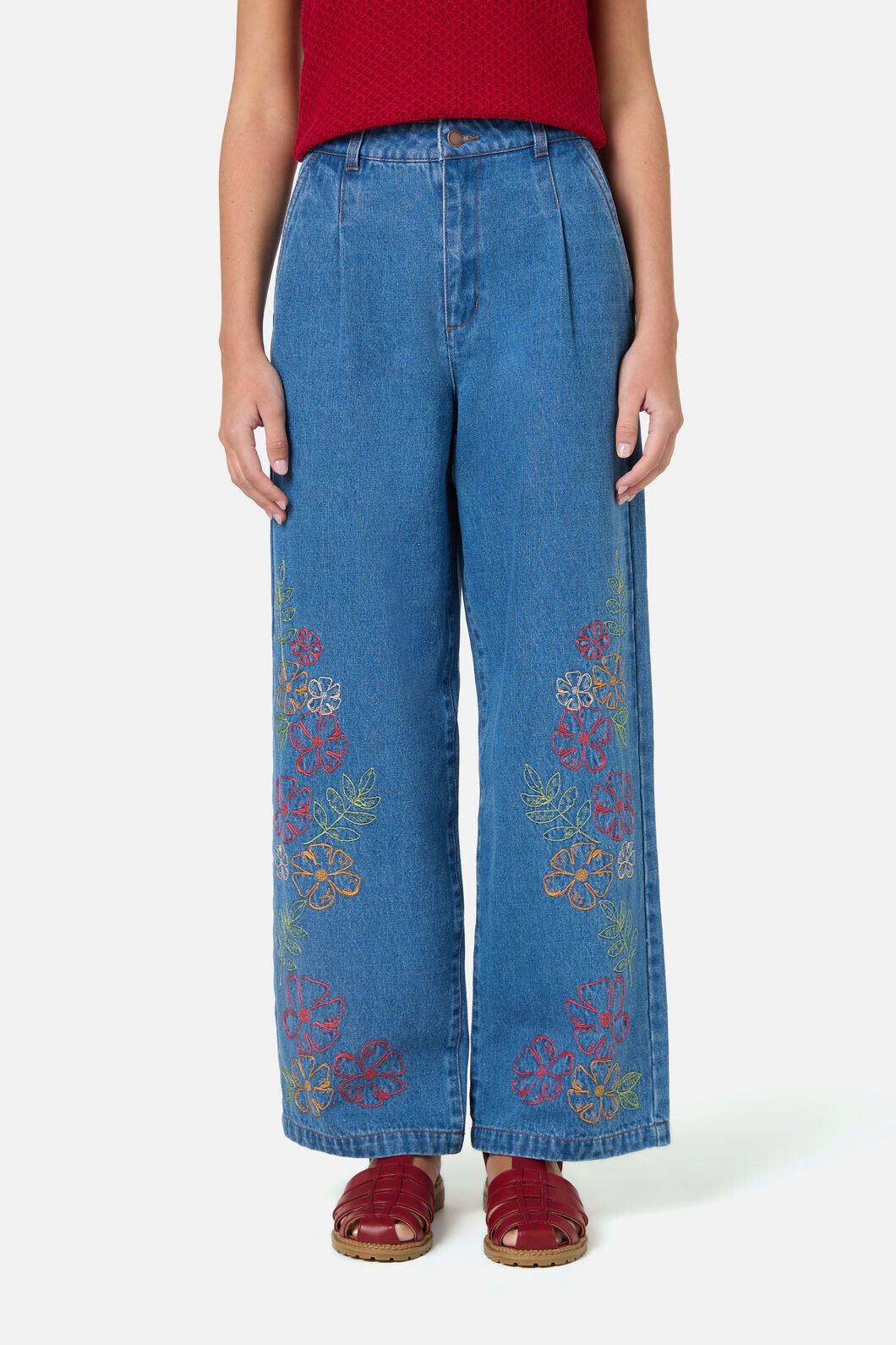 Princess Highway - Alexa Flower Embroidered Jean - blue-denim