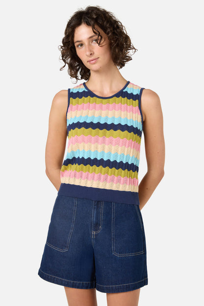 Princess Highway - Ava Stripe Knit Tank - navy