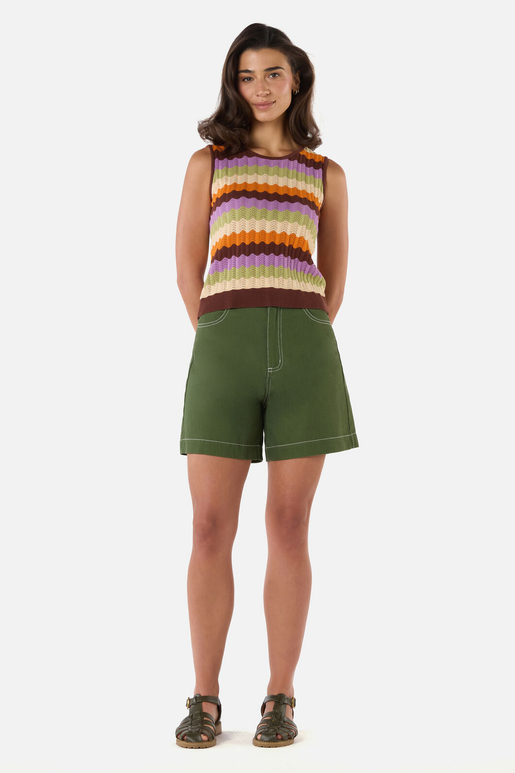 Princess Highway - Ava Stripe Knit Tank - chocolate