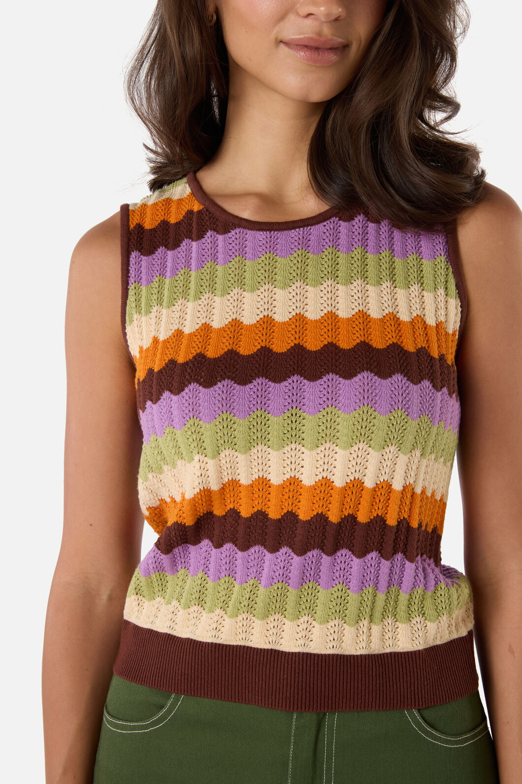 Princess Highway - Ava Stripe Knit Tank - chocolate