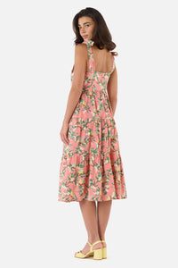 Princess Highway - Yellow Robin Tiered Midi Dress - coral