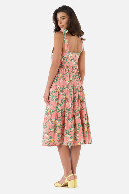 Princess Highway - Yellow Robin Tiered Midi Dress - coral