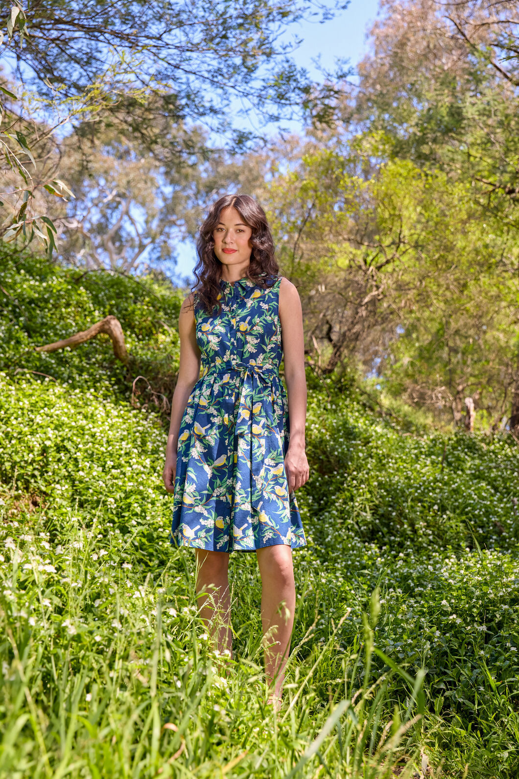 Princess Highway - Yellow Robin Shirt Dress - navy