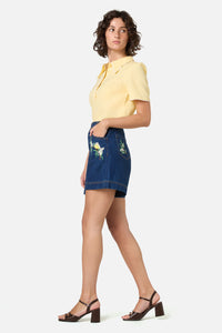 Princess Highway - Robin Embroidered Denim Short - blue-denim