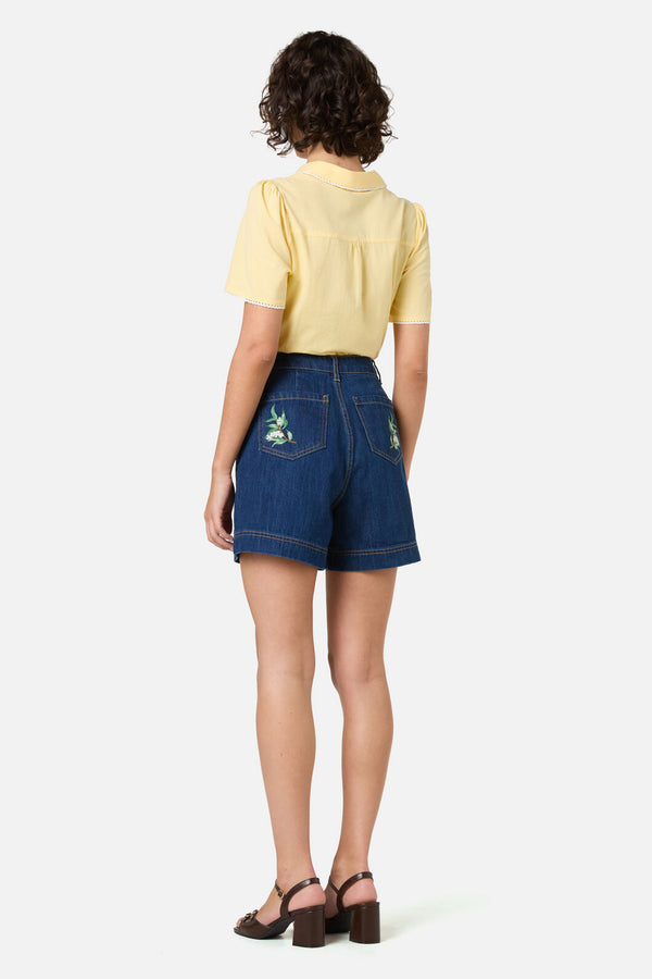 Princess Highway - Robin Embroidered Denim Short - blue-denim