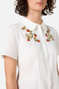 Princess Highway - Tomatoes Embroidered Blouse - cream