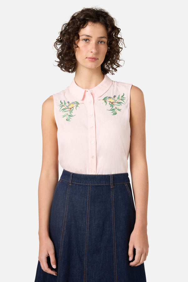 Princess Highway - Robin Embroidered Sweet Shirt - pink