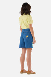 Princess Highway - Sweet Daisy Embroidered Short - blue-denim