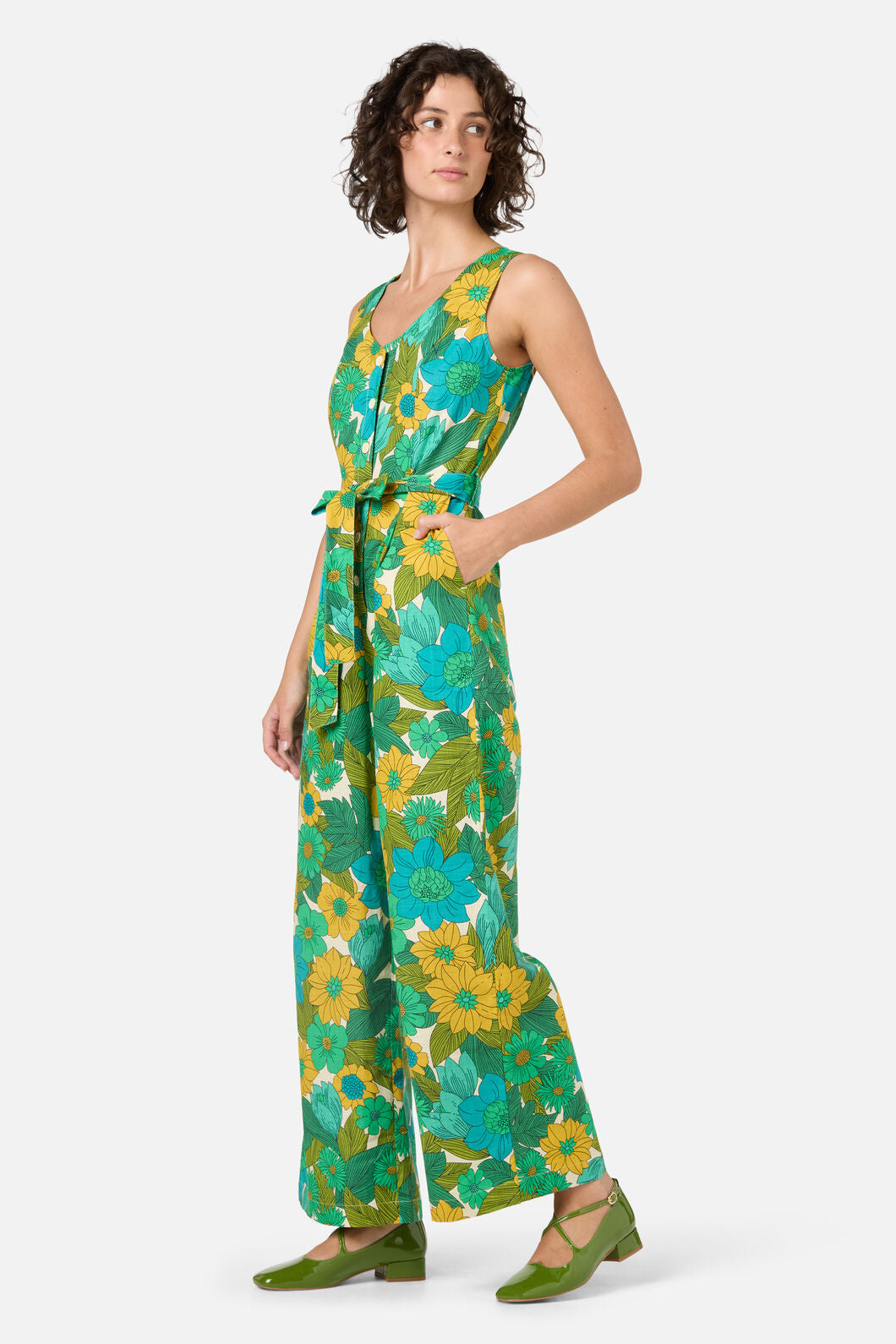 Princess Highway - Nellie 70'S Floral Jumpsuit - green