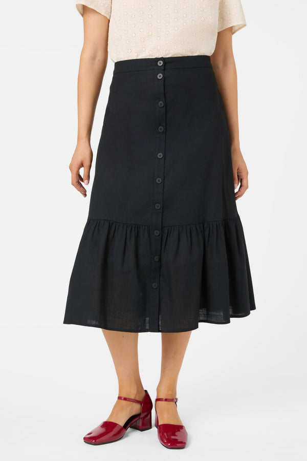 Princess Highway - Jolie Button Front Midi Skirt - black