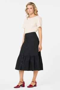 Princess Highway - Jolie Button Front Midi Skirt - black