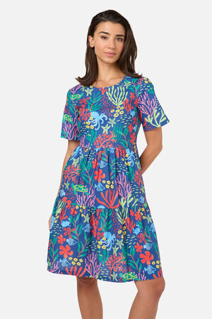 Princess Highway - Coral Reef Smock Dress - blue