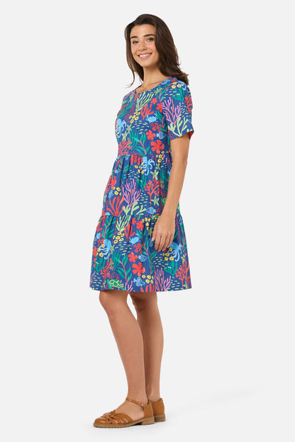 Princess Highway - Coral Reef Smock Dress - blue
