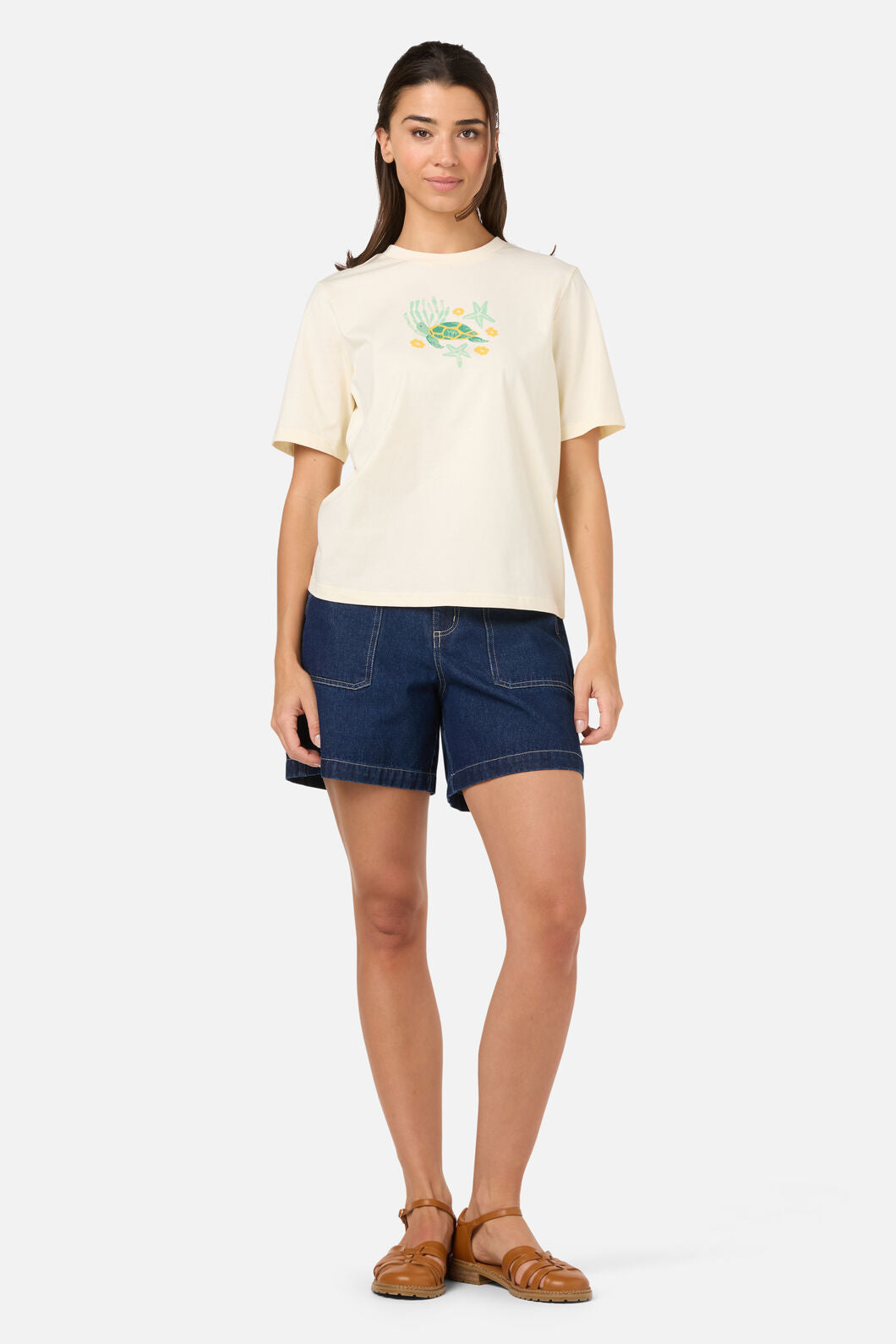 Princess Highway - Cute Turtle Relaxed Tee - cream