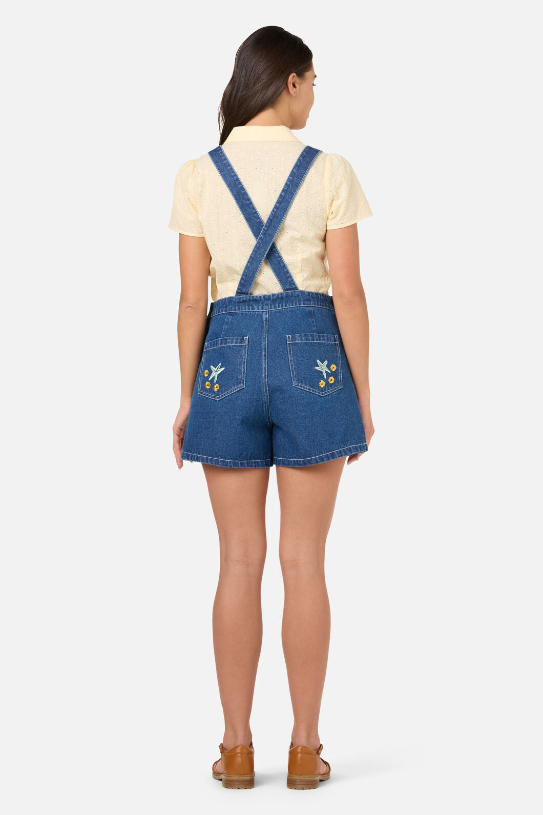 Princess Highway - Turtle Emb Short Overall - blue-denim