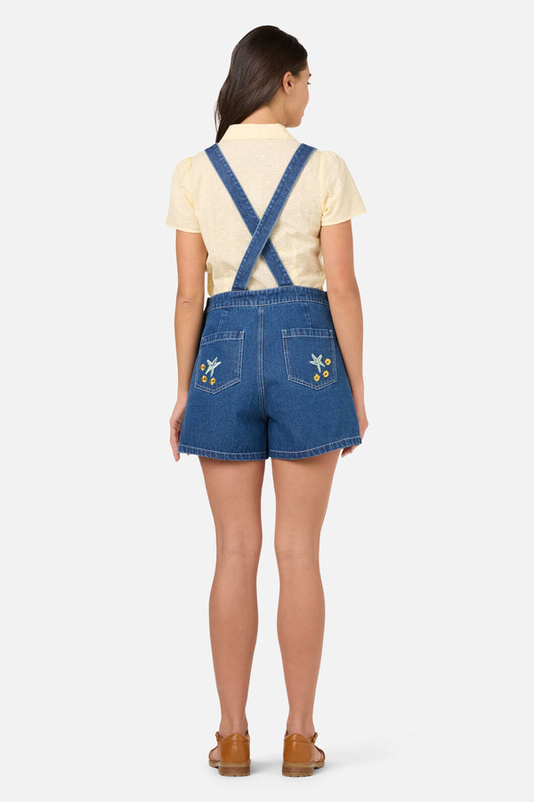 Princess Highway - Turtle Emb Short Overall - blue-denim