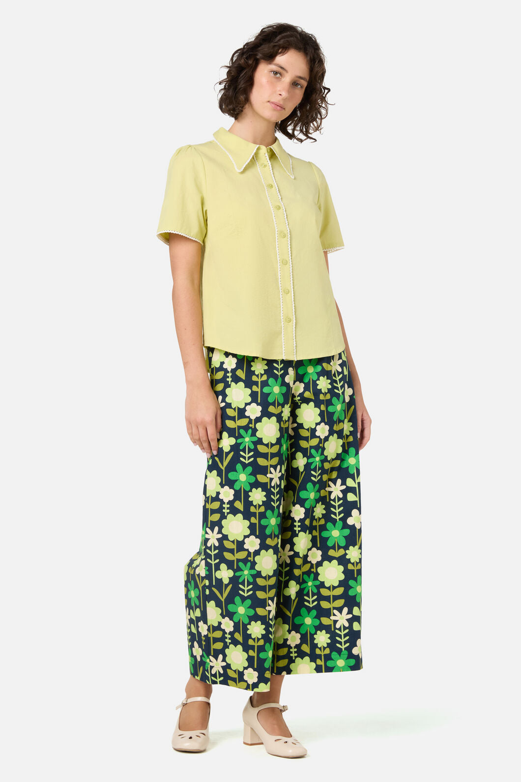 Princess Highway - Lucy Retro Short Sleeve Blouse - green