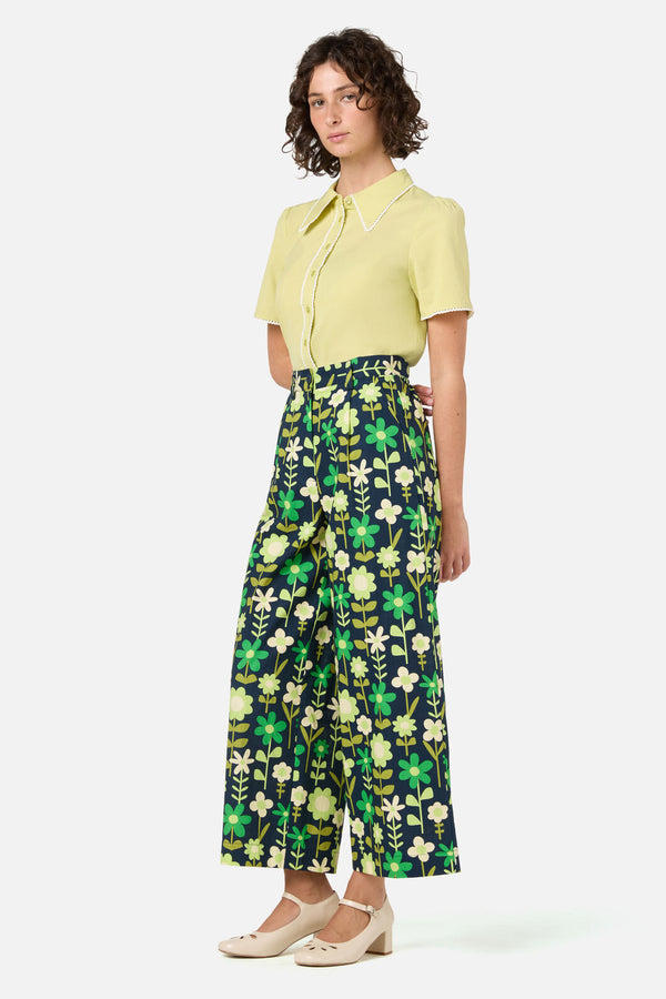 Princess Highway - Lucy Retro Short Sleeve Blouse - green