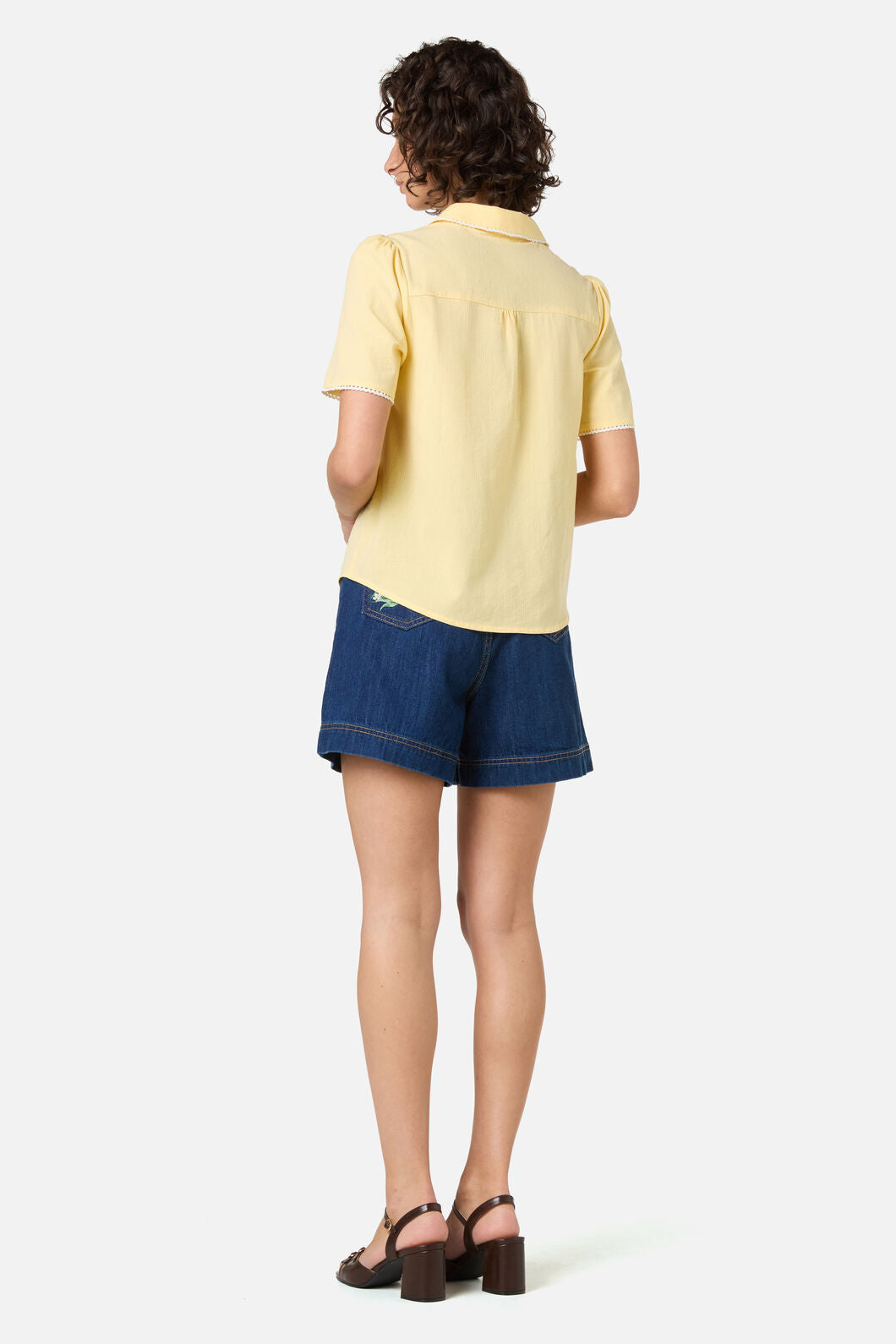 Princess Highway - Lucy Retro Short Sleeve Blouse - lemon