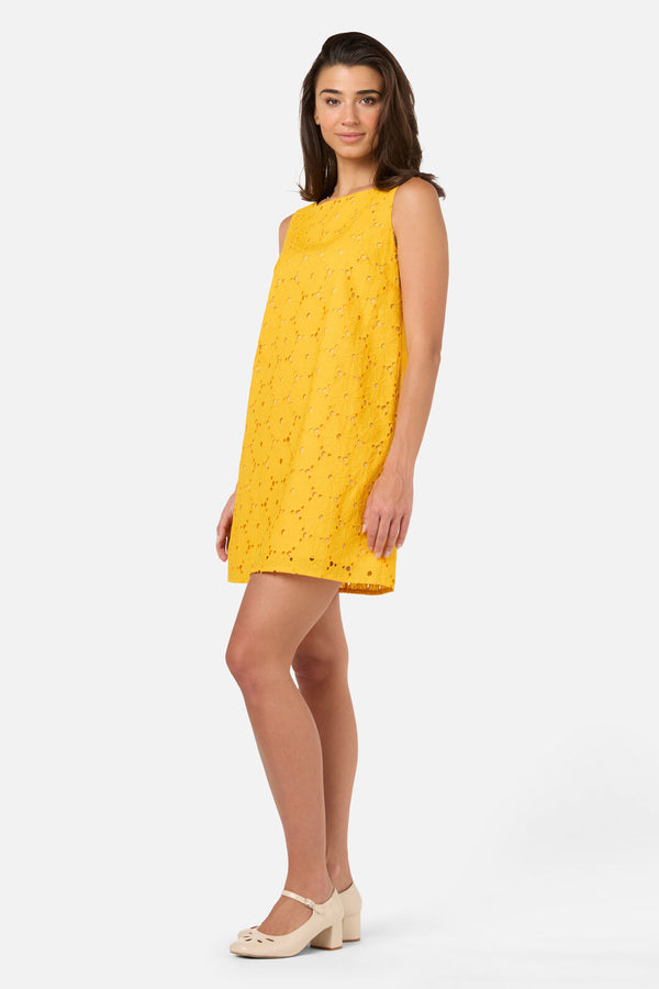Princess Highway - Daisy Broiderie Shift Dress - yellow