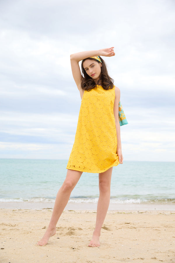 Princess Highway - Daisy Broiderie Shift Dress - yellow