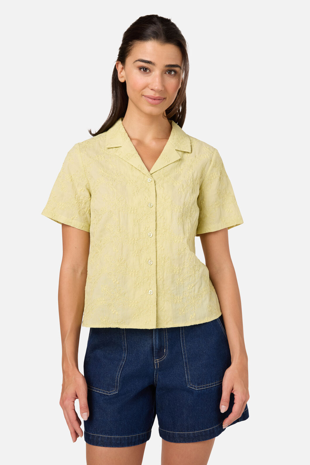 Princess Highway - Bianca Broderie Floral Shirt - soft-green