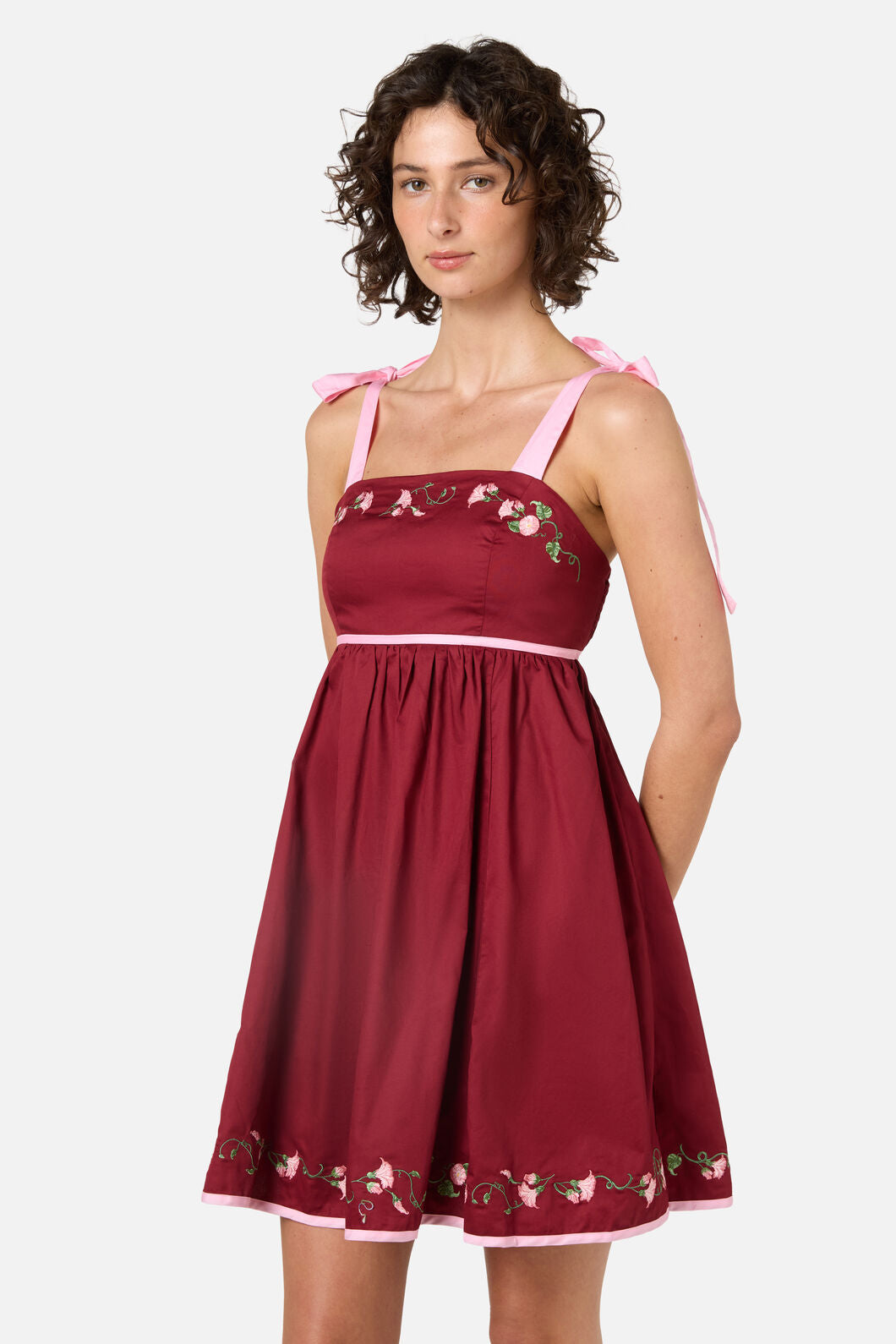 Princess Highway - Gloria Embroidered Mini Dress - berry