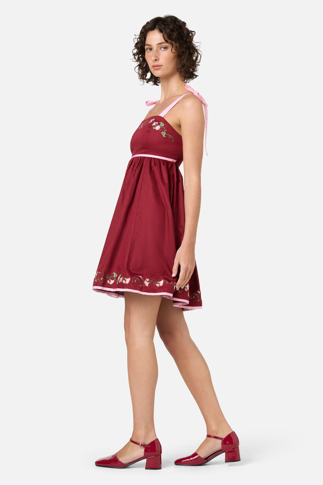 Princess Highway - Gloria Embroidered Mini Dress - berry