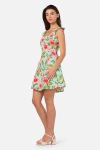 Princess Highway - Hibiscus Summer Mini Dress - blue