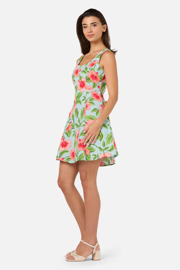 Princess Highway - Hibiscus Summer Mini Dress - blue