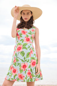 Princess Highway - Hibiscus Summer Mini Dress - blue