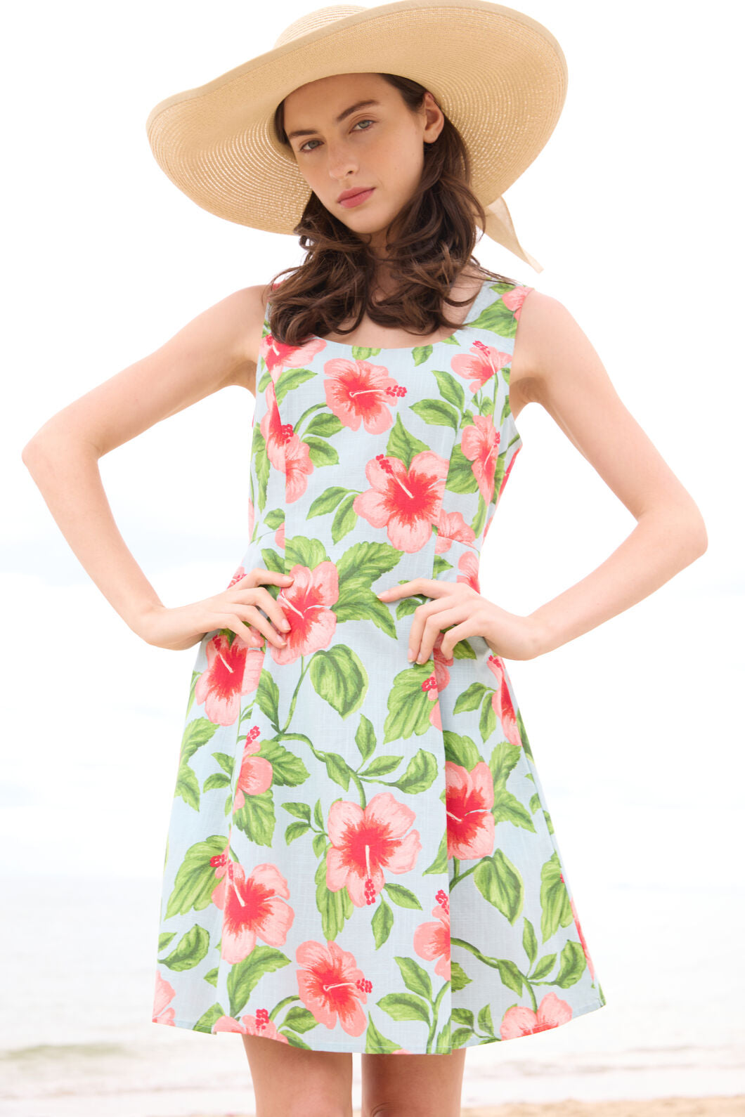 Princess Highway - Hibiscus Summer Mini Dress - blue