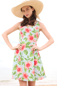 Princess Highway - Hibiscus Summer Mini Dress - blue
